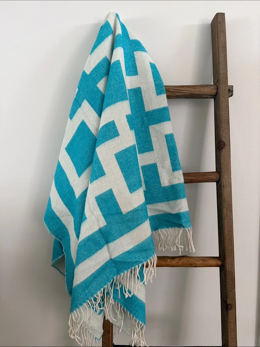 Jonathan Adler Nixon Baby Alpaca Throw Blanket Turquoise Made In Peru